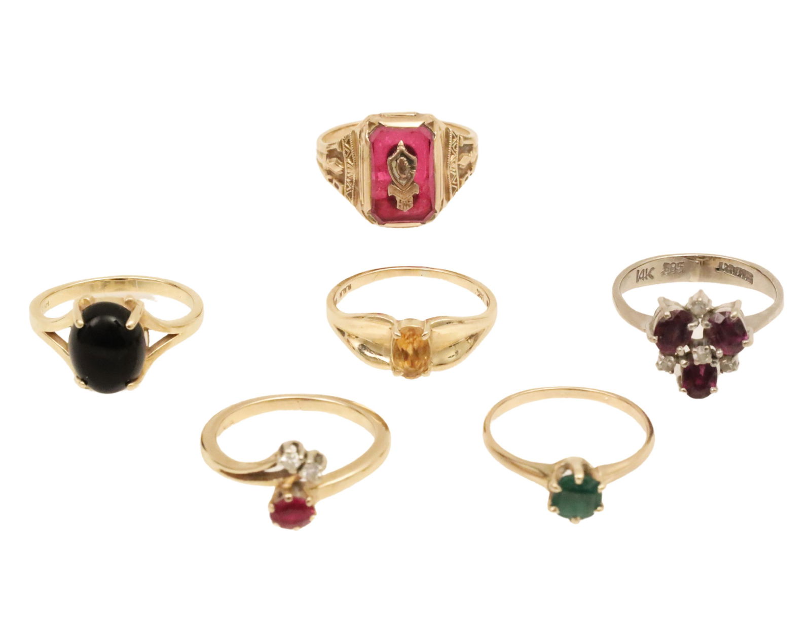 6 PC LOT OF YELLOW GOLD LADIES RINGS (1 of 2)