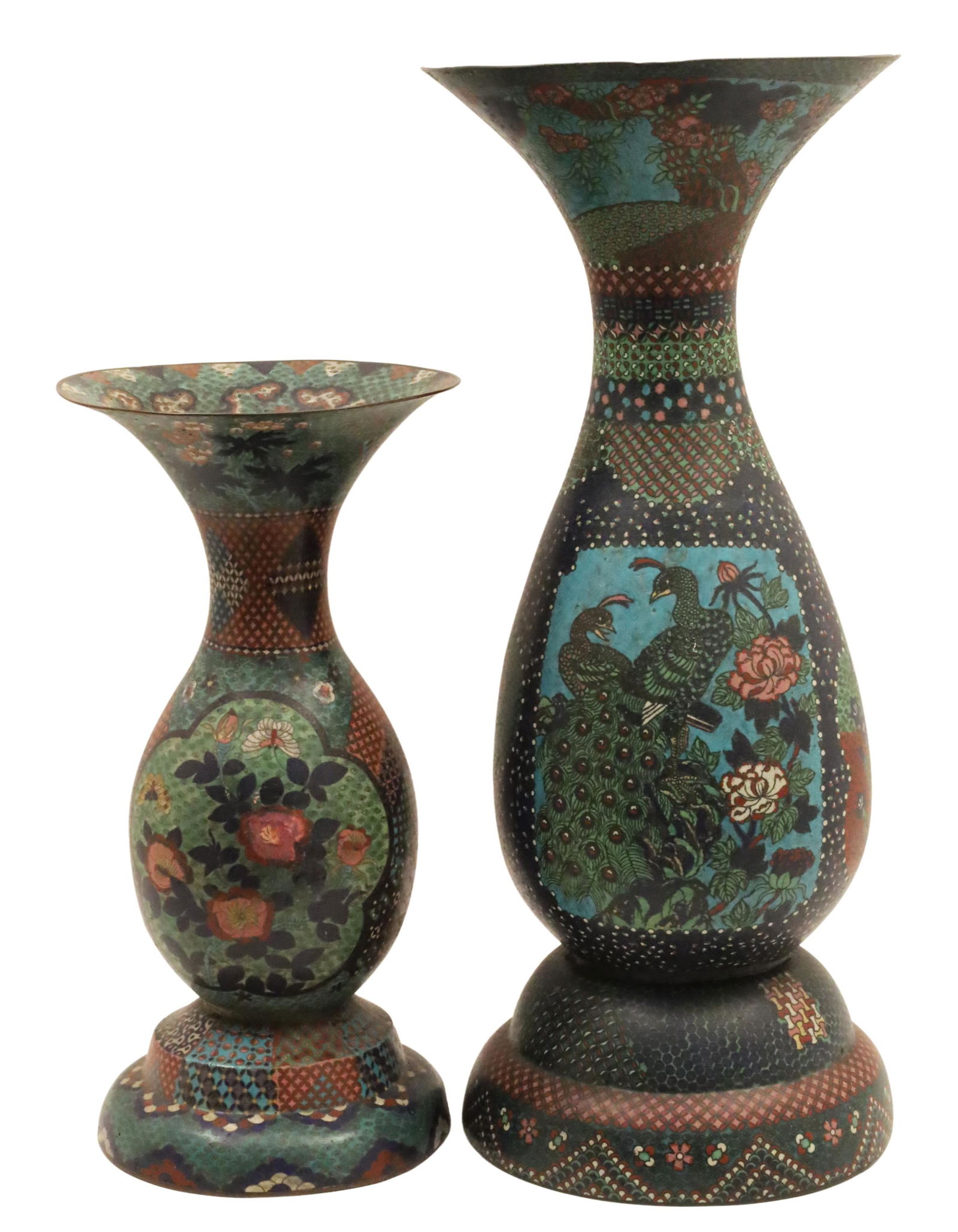 2 CLOISONNE ENAMEL TEMPLE VASES (1 of 7)