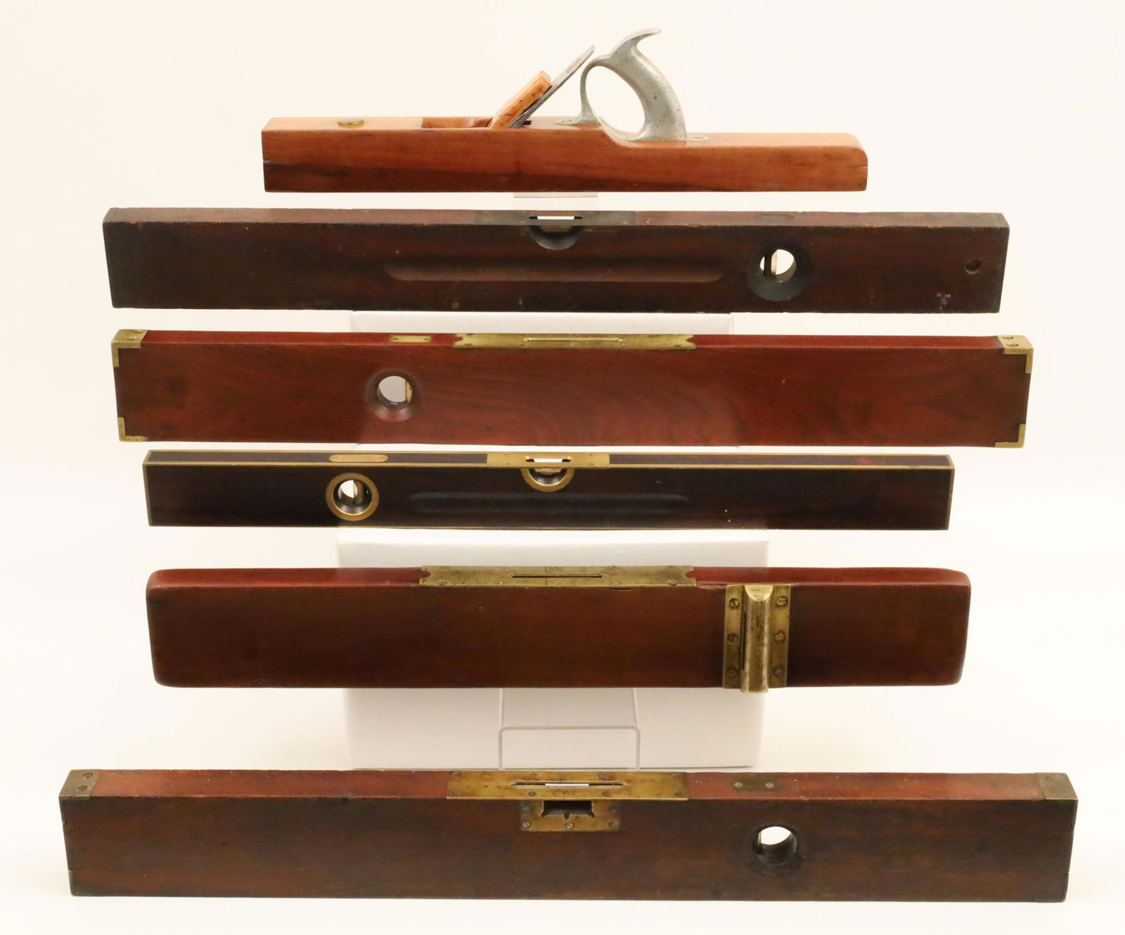 5 ANTIQUE MAHOGANY LEVELS AND PLANER (1 of 6)