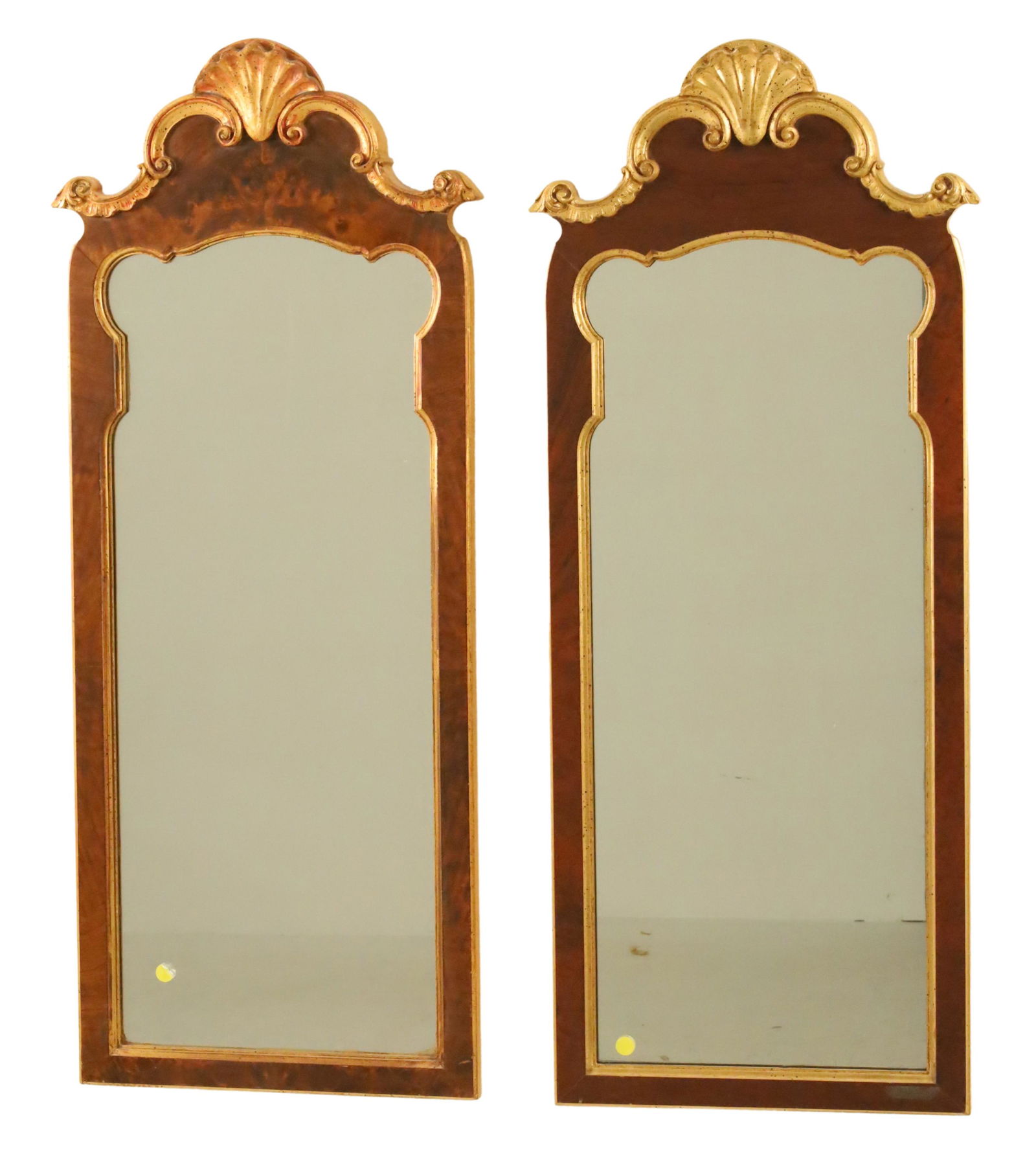 PR QUEEN ANNE STYLE GILTWOOD & BURL MIRRORS (1 of 4)