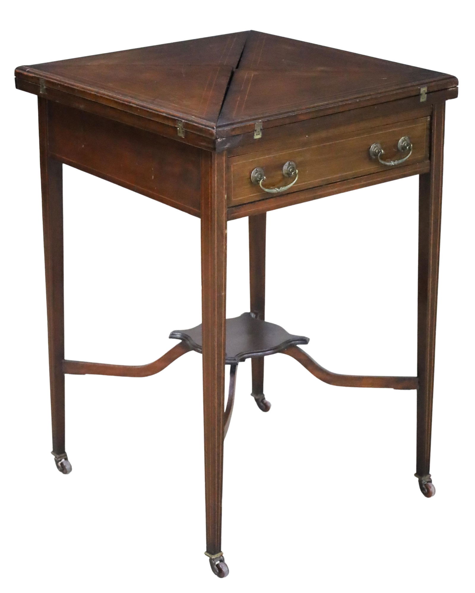 ENGLISH EDWARDIAN ENVELOPE GAME TABLE (1 of 3)