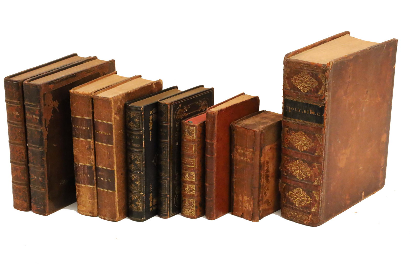 10 ANTIQUE LEATHER BOUND BOOKS (1 of 9)