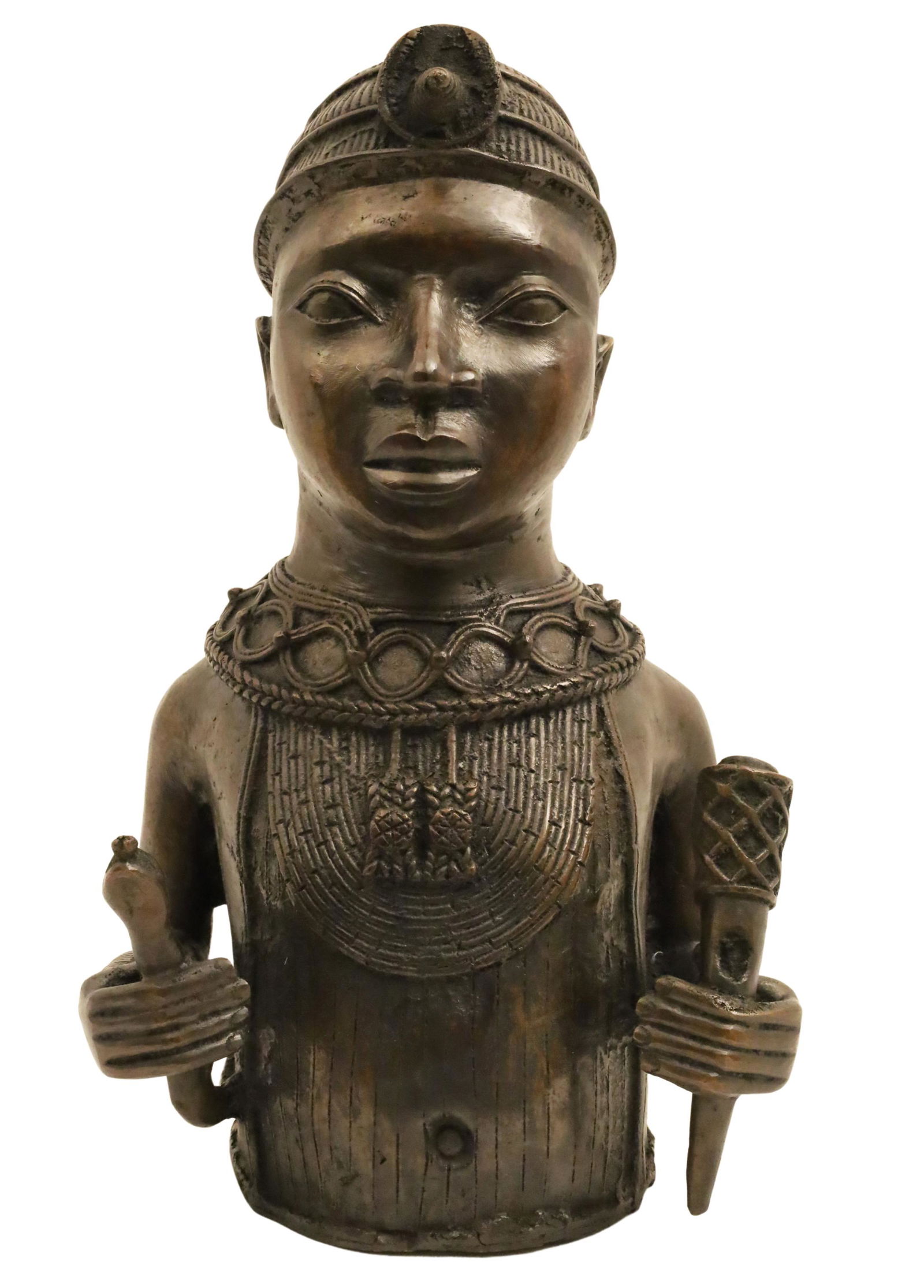 AFRICAN BRONZE SCULPTURE OF A BENIN SHAMAN (1 of 5)