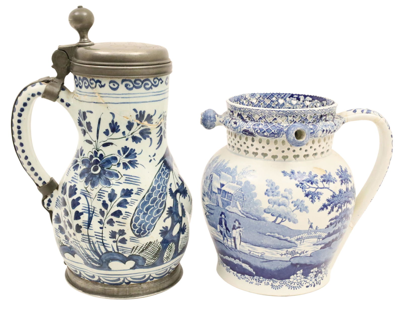 2 PCS CONTINENTAL BLUE AND WHITE PORCELAIN (1 of 6)