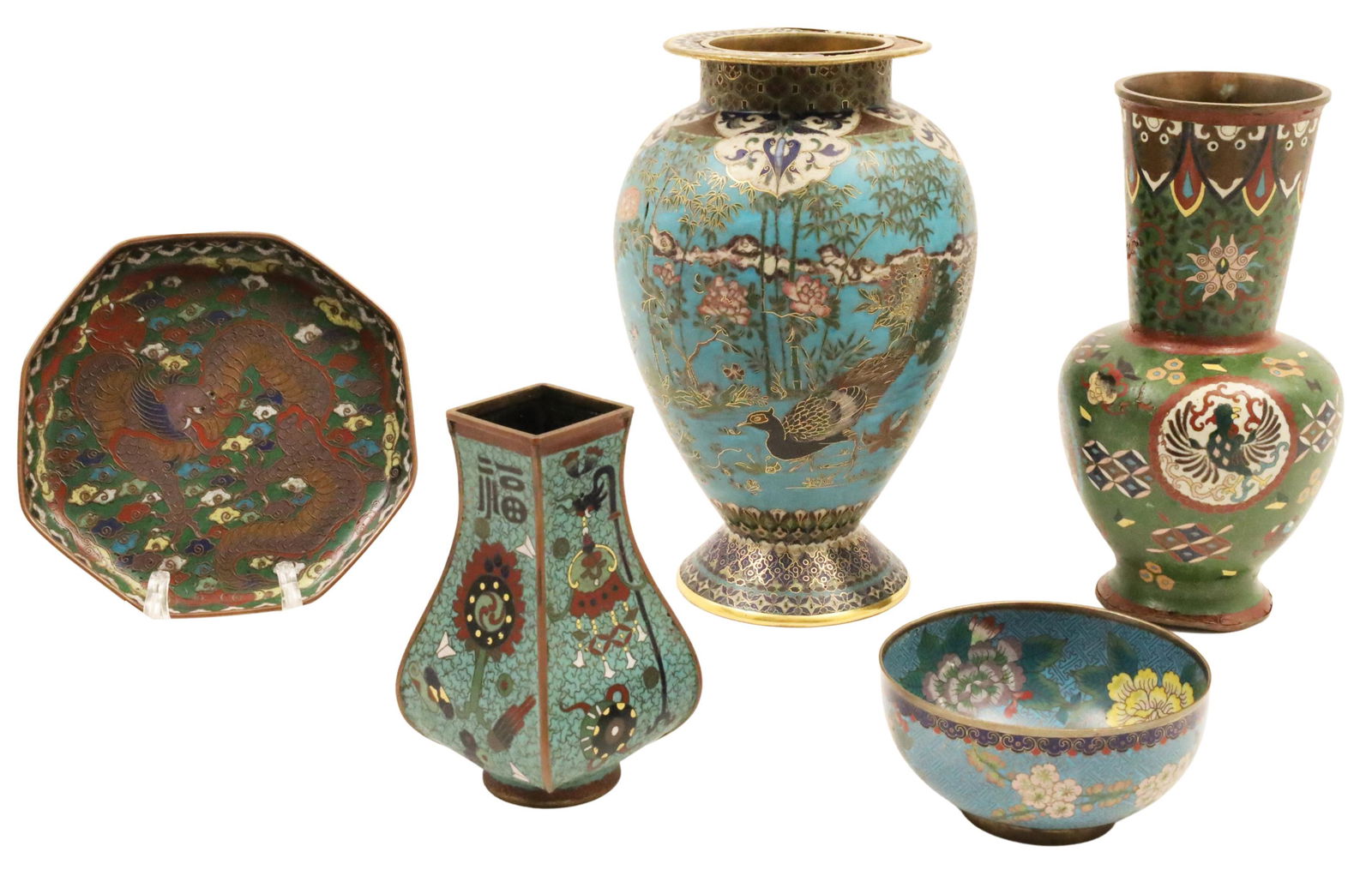 5 PIECE LOT OF CLOISONNE ENAMEL ITEMS (1 of 13)