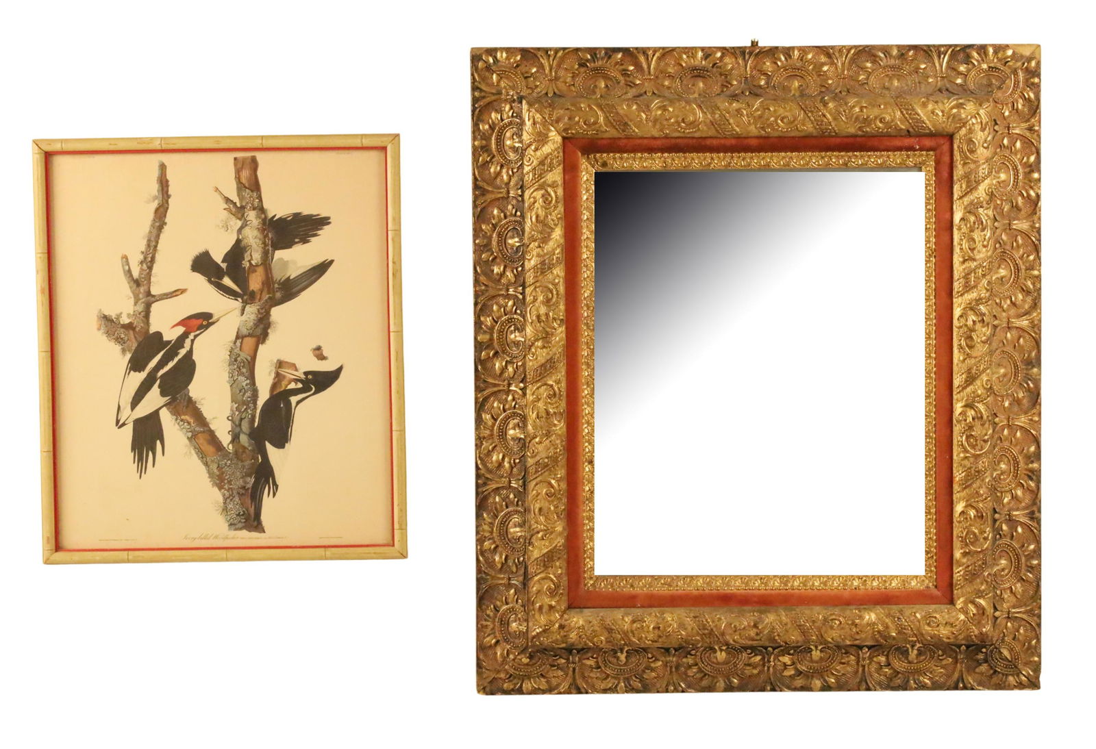 AUDUBON PRINT AND GILTWOOD MIRROR (1 of 5)