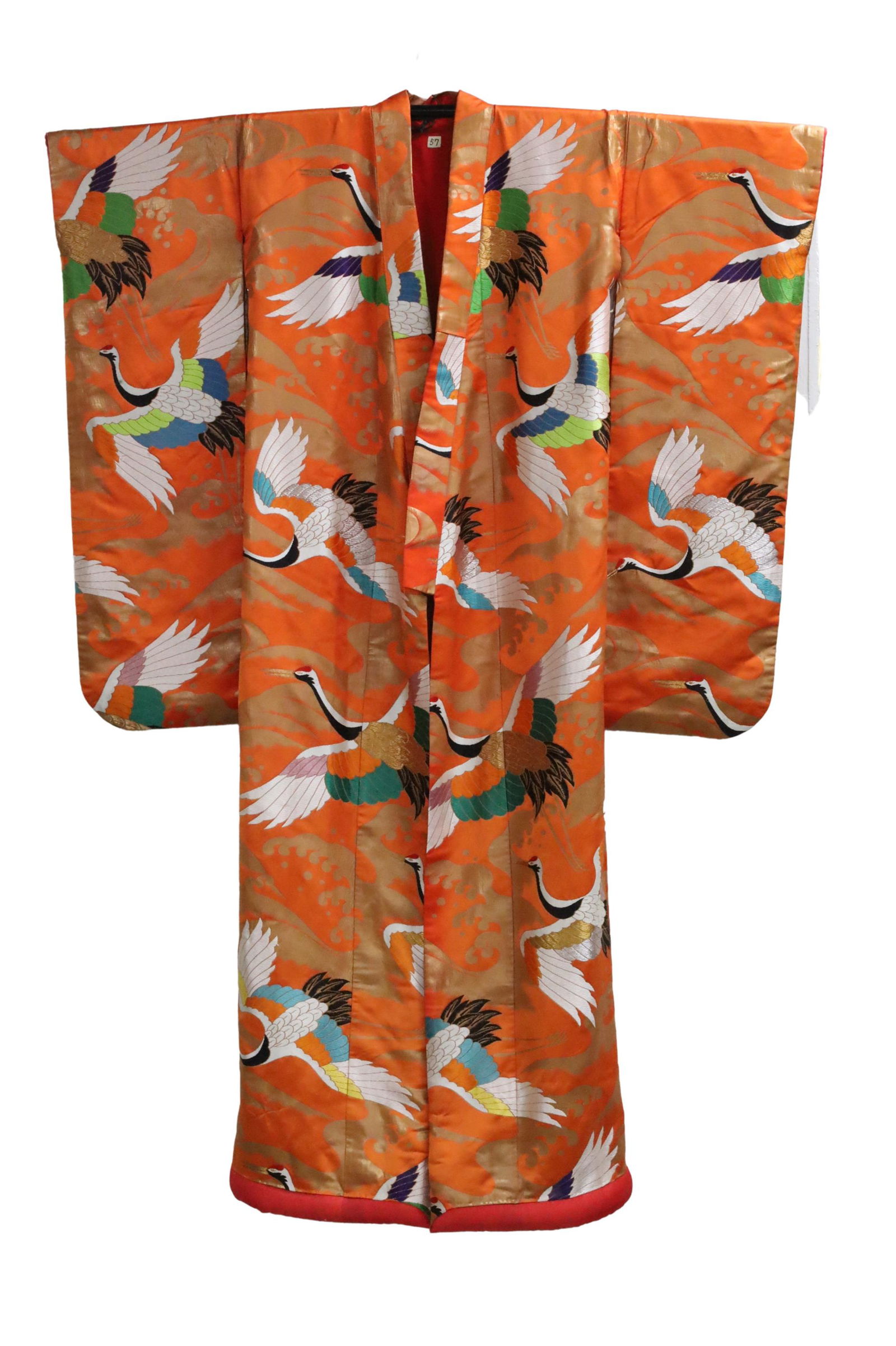 Japanese Silk Saffron Orange Kimono Auction