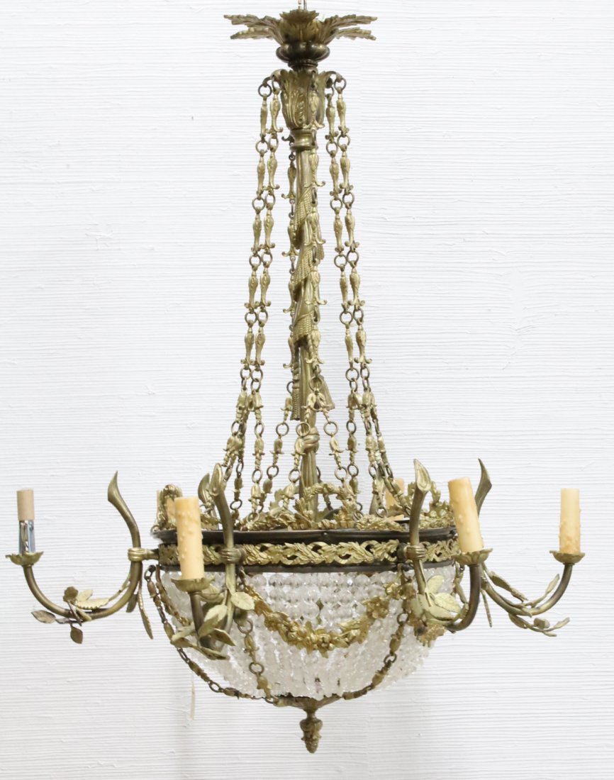 FRENCH BRONZE & CRYSTAL CHANDELIER (1 of 3)