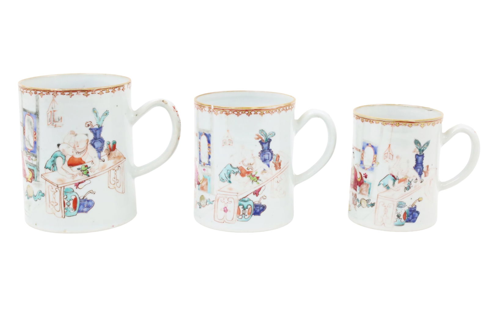 SET OF 3 GRADUATING CHINESE EXPORT TANKARDS (1 of 7)