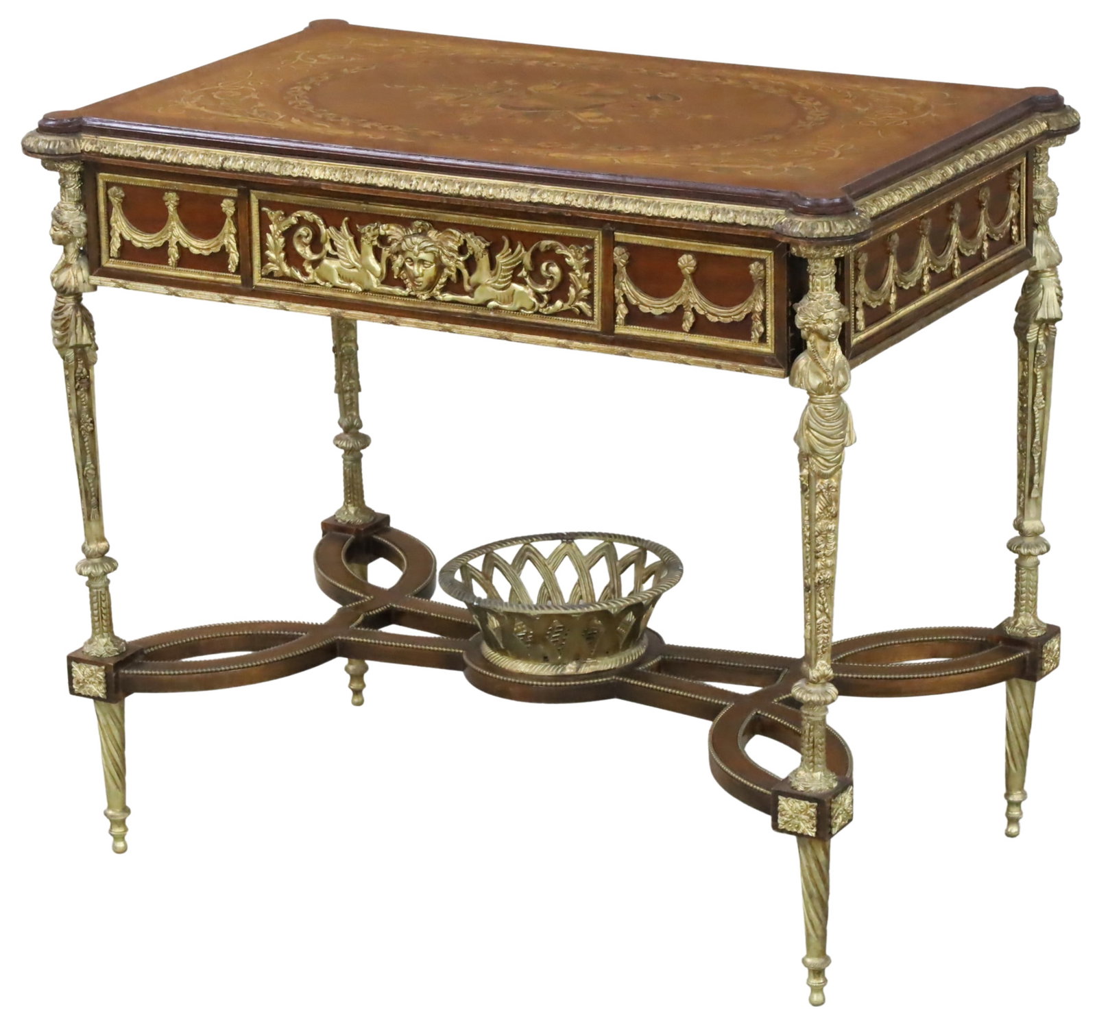 FRENCH BRONZE MOUNTED MARQUETRY SALON TABLE (1 of 5)