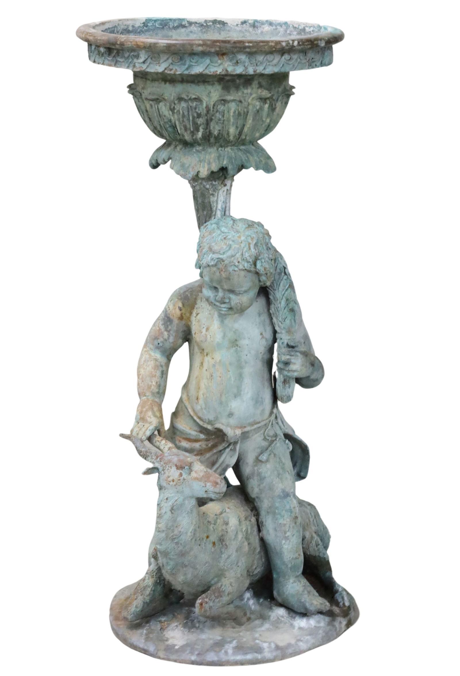 BRONZE FIGURAL PLANTER OF PUTTO AND DEER (1 of 4)