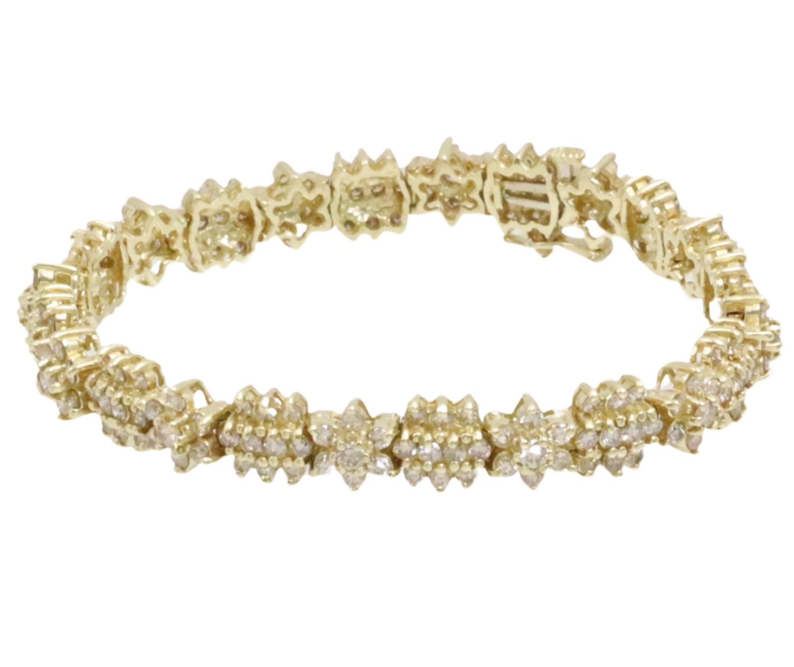 14K YG & DIAMOND FLOWER DESIGN BRACELET (1 of 4)