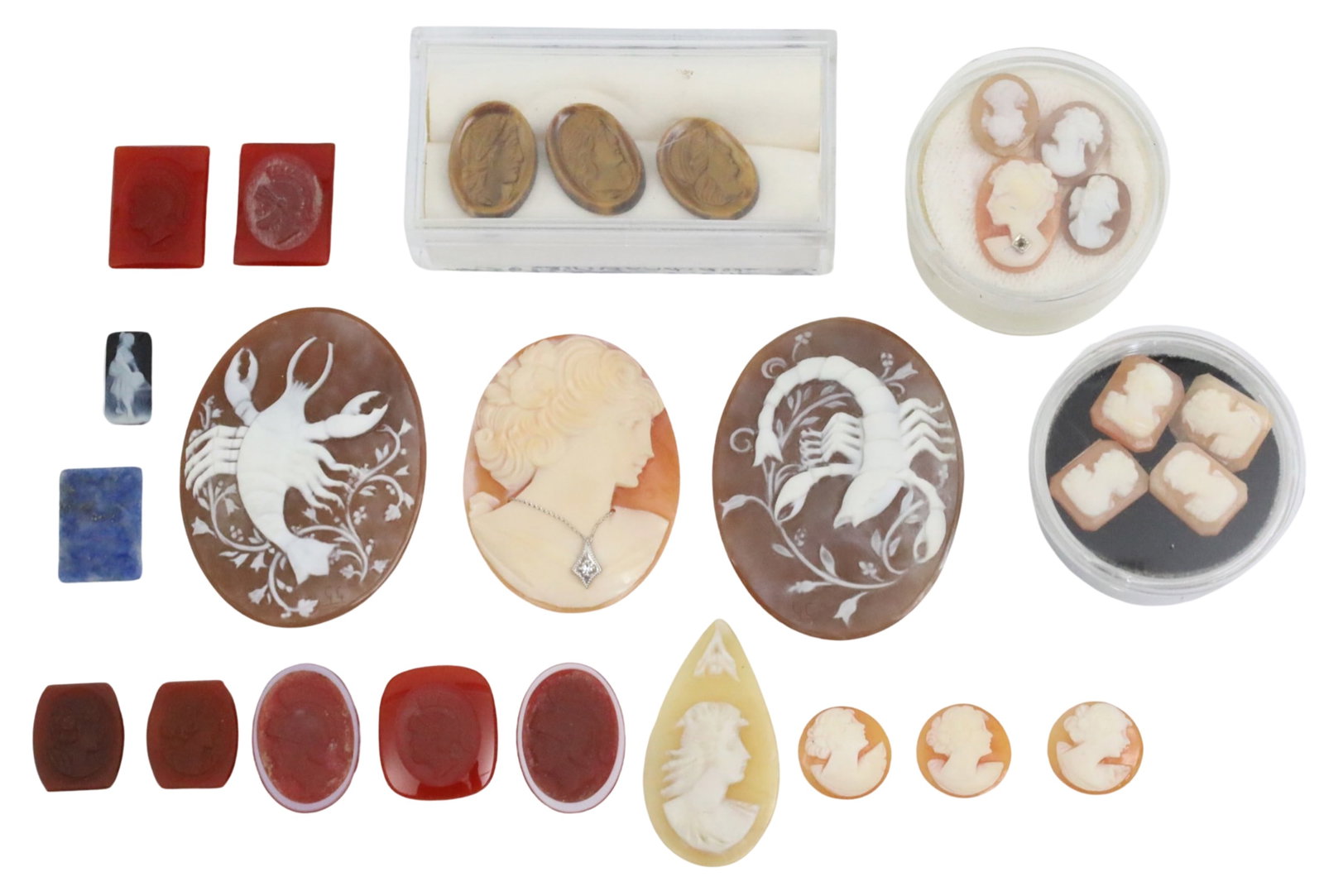 LOT OF UNMOUNTED CAMEOS & ROMAN INTAGLIO STONES (1 of 5)