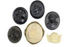 GROUP OF 6 MOURNING CAMEO BROOCH PINS