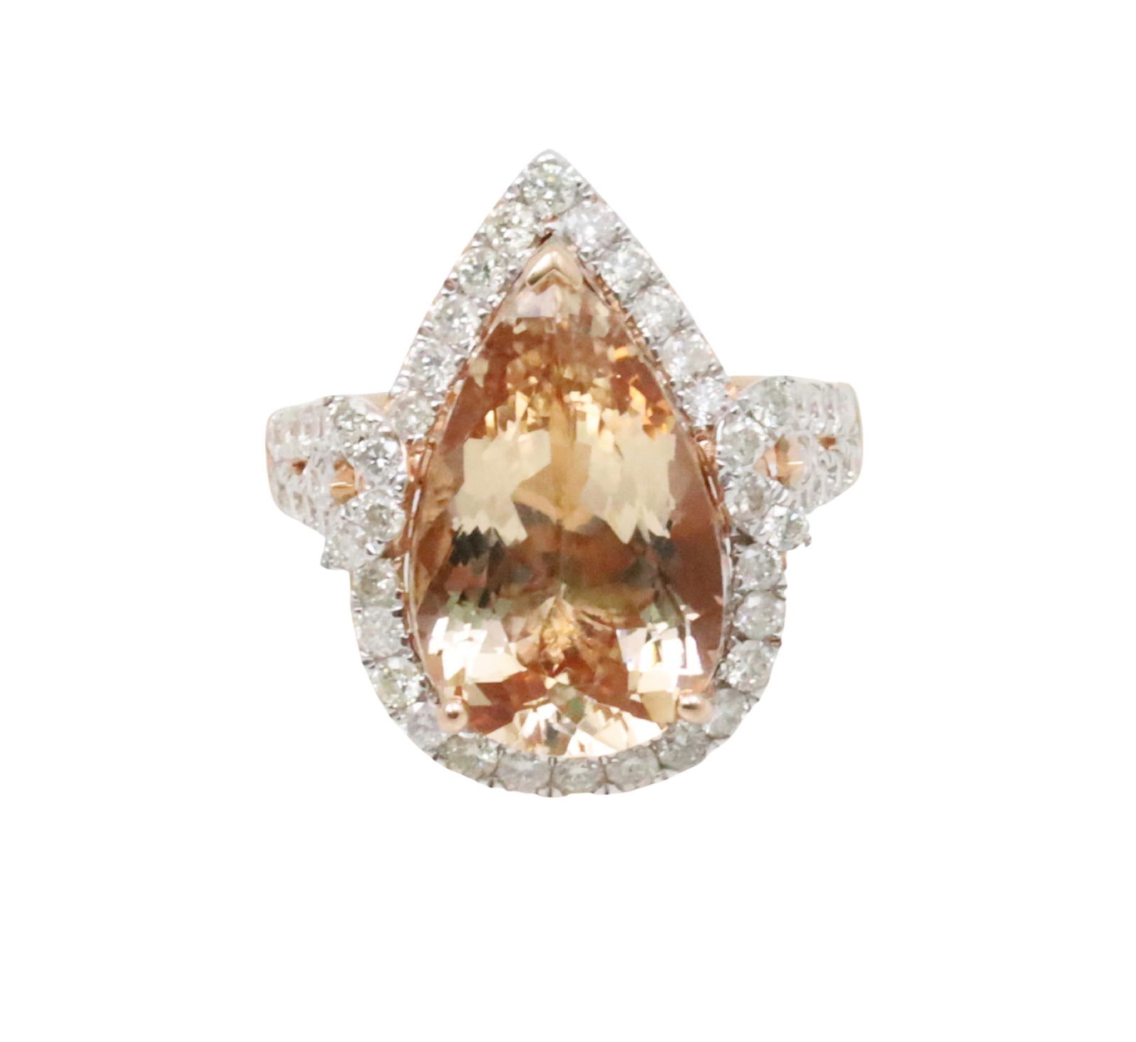 14K MORGANITE & DIAMOND RING (1 of 5)