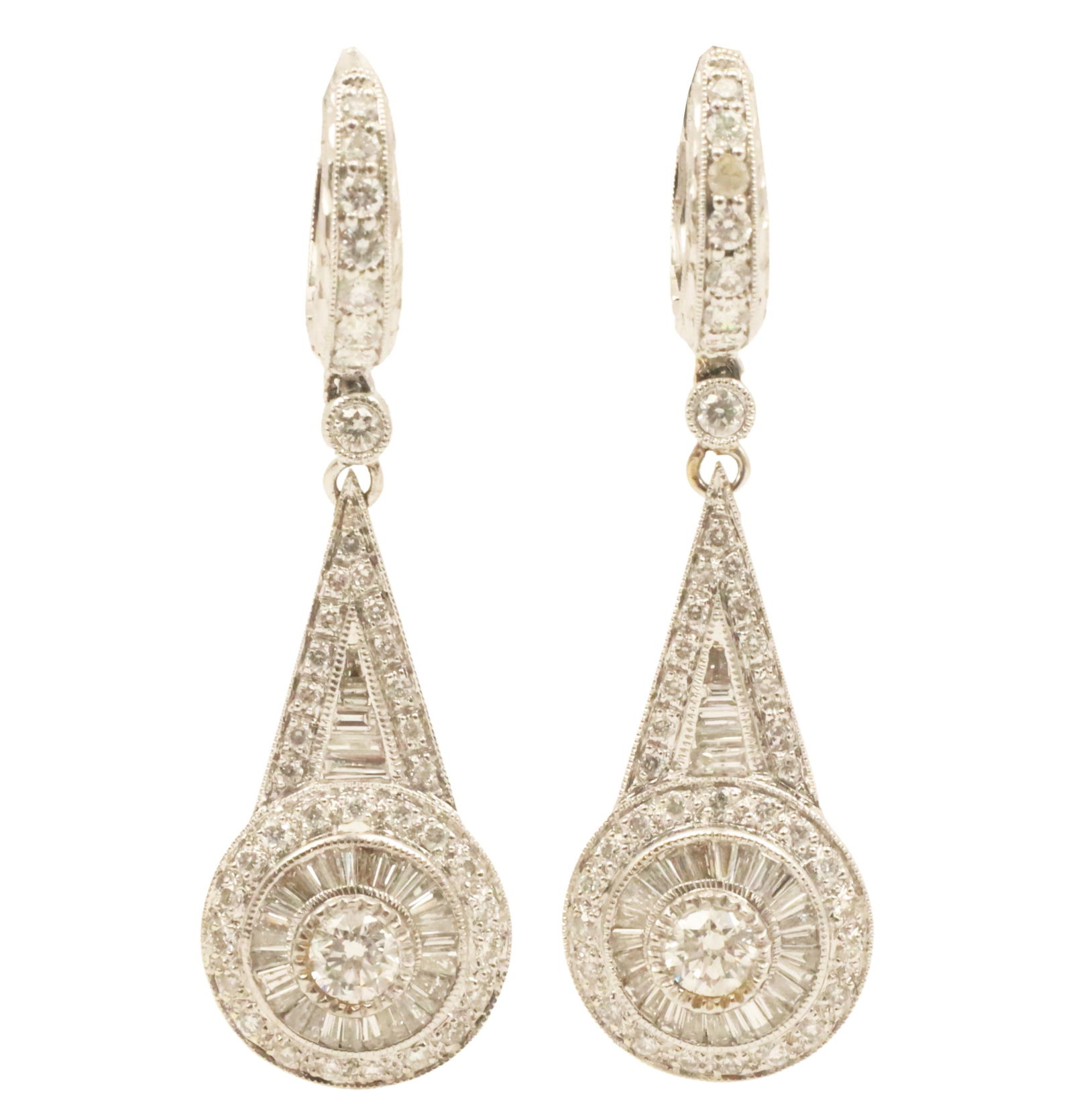 PR. OF 18K WG DIAMOND DROP EARRINGS (1 of 5)