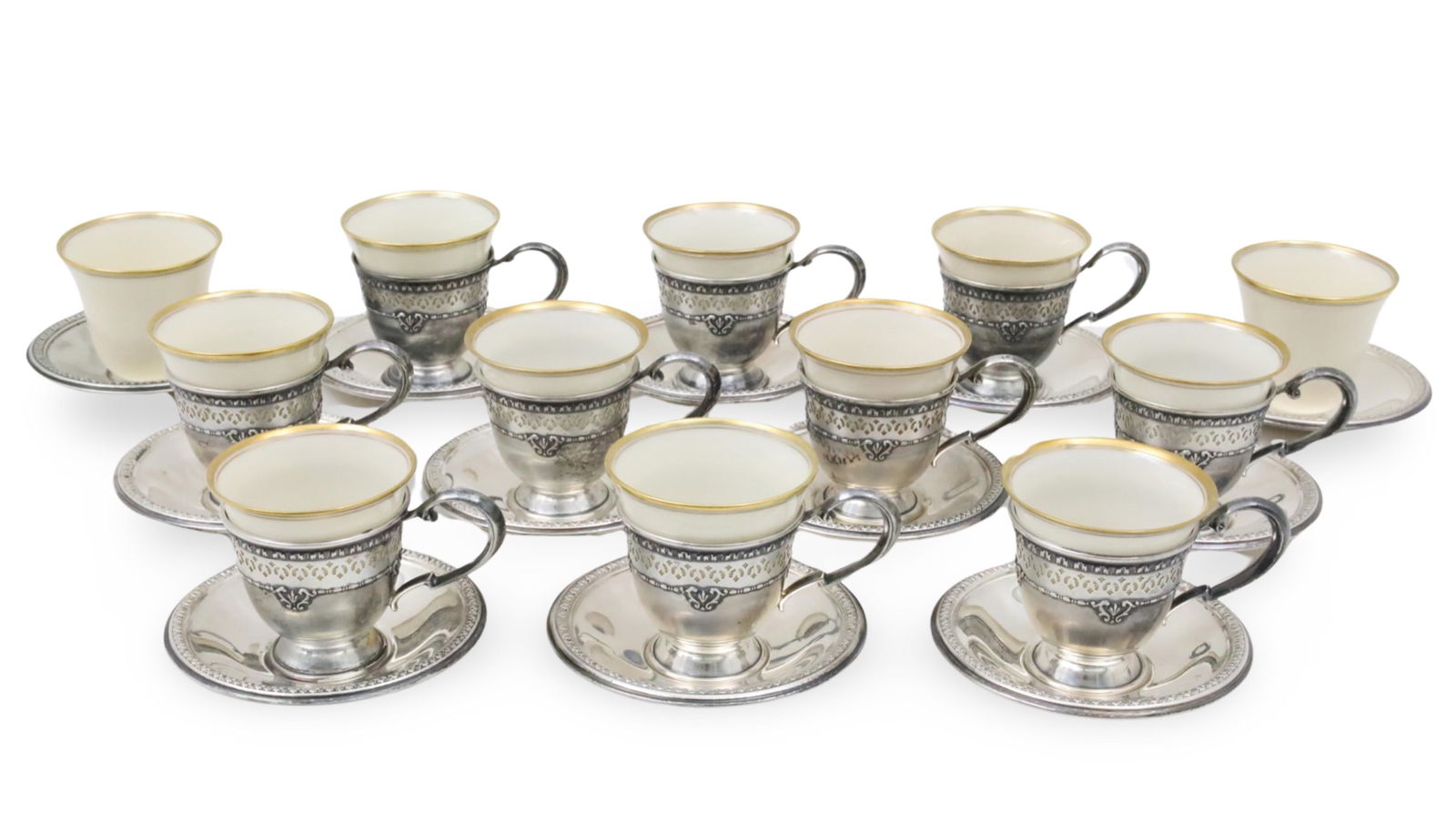 STERLING SILVER AND LENOX PORCELAIN DEMITASSE SET (1 of 4)