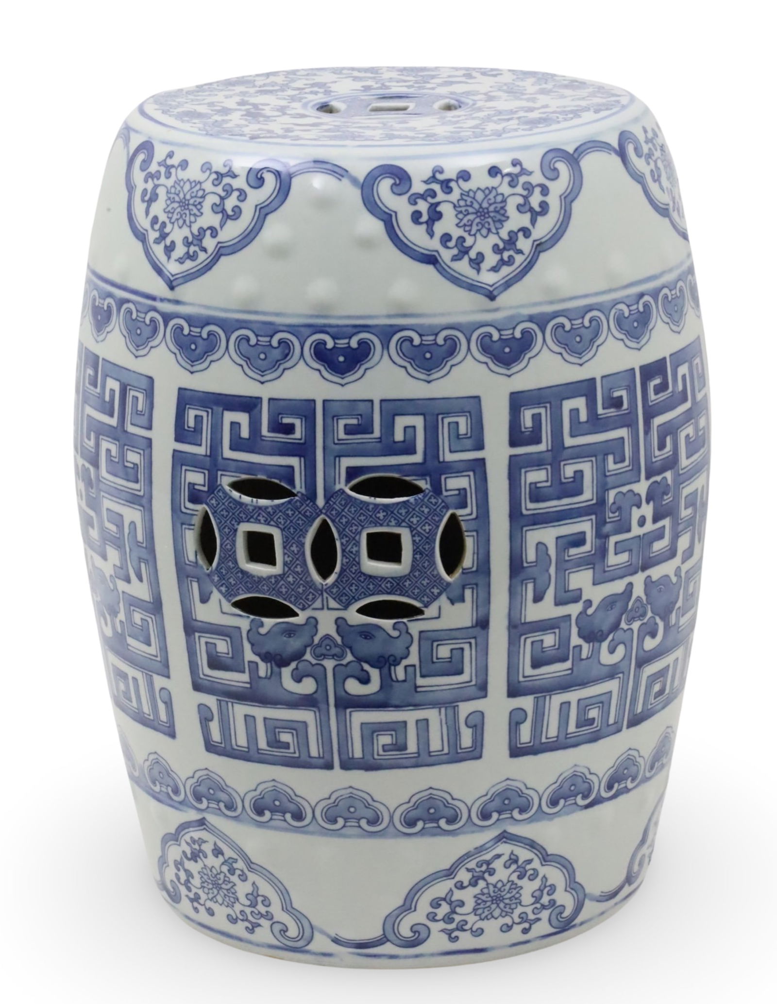 CHINESE PORCELAIN BLUE WHITE GARDEN SEAT (1 of 4)