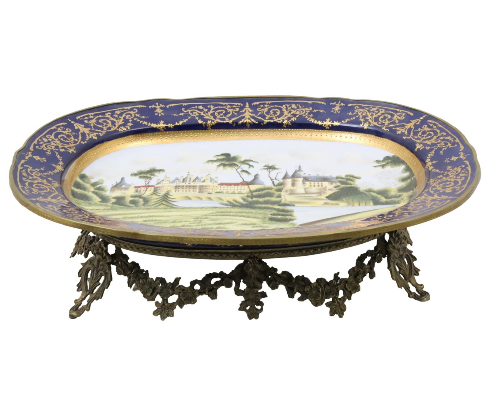 PAINTED & GILT PORCELAIN TRAY ON STAND (1 of 6)