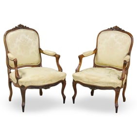 PR FRENCH WALNUT FAUTEUILS