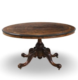 FRENCH INLAID WALNUT TILT TOP TABLE