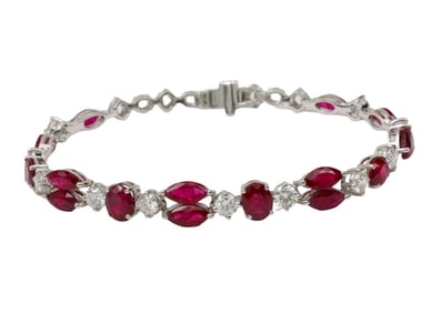 BURMESE RUBY AND DIAMOND BRACELET WITH GIA
