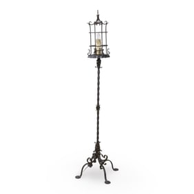 FRENCH WROUGHT IRON TORCHIERE FLOOR LAMP