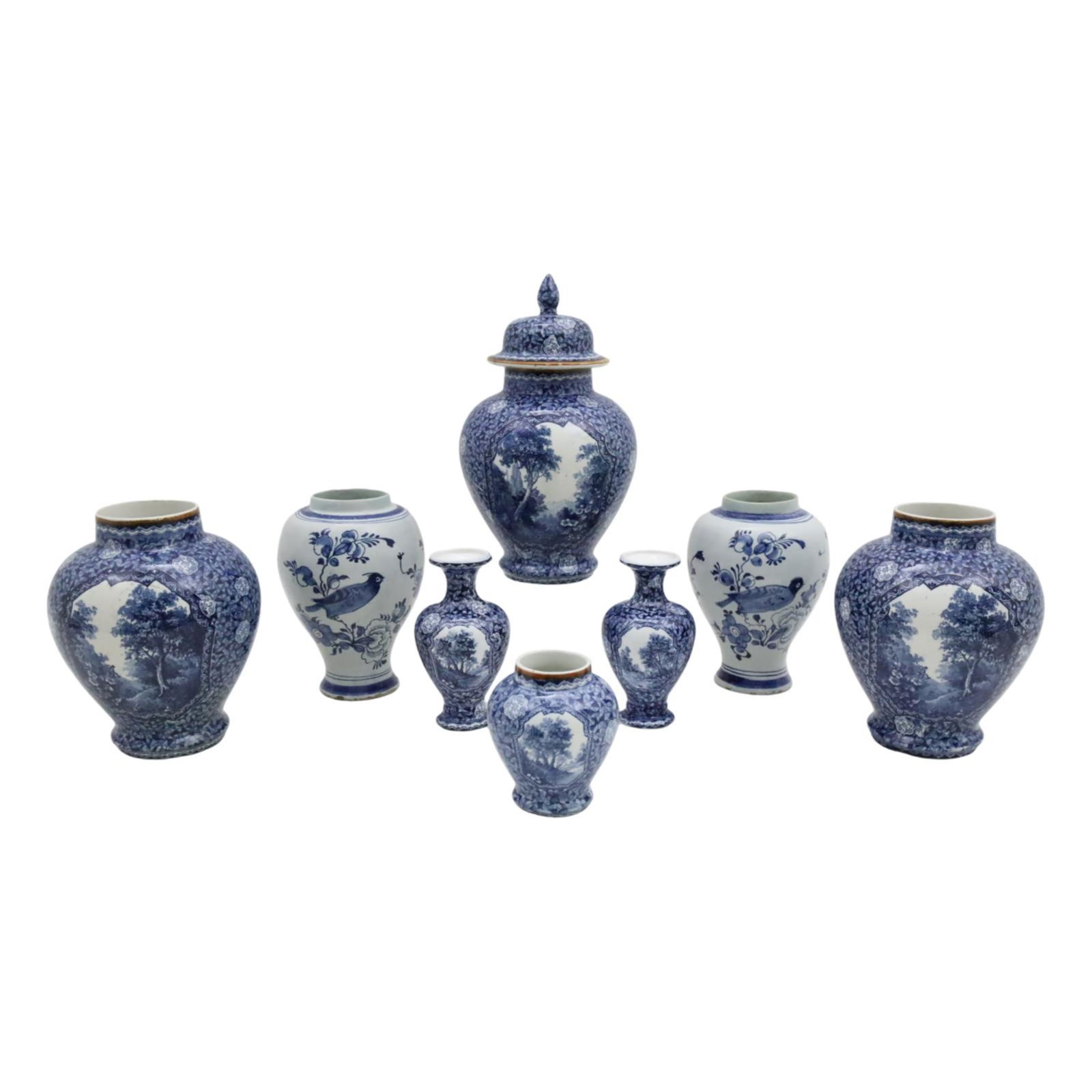 8PC CONTINENTAL B/W PORCLEAIN GARNITURE (1 of 8)