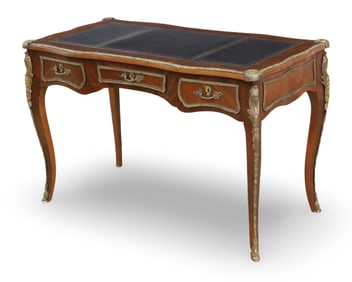 FRENCH BRZ MTD LEATHER TOP WRITING TABLE