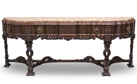 BAROQUE INFLUENCE MARBLE TOP CONSOLE, CENTURY