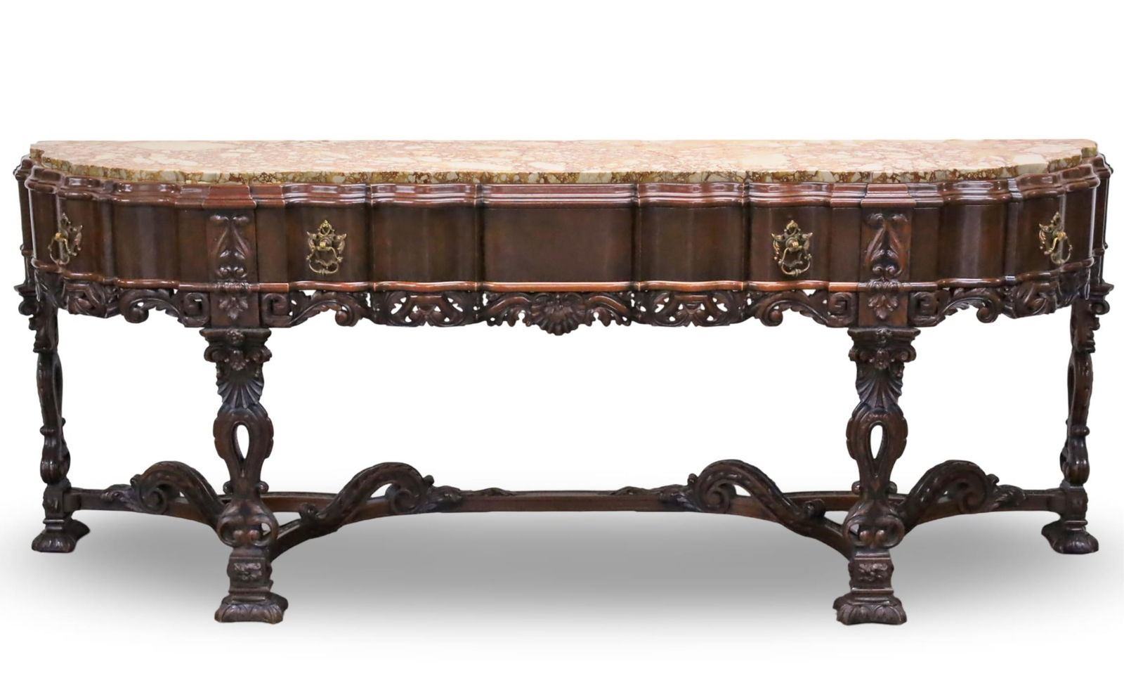 BAROQUE INFLUENCE MARBLE TOP CONSOLE, CENTURY (1 of 6)
