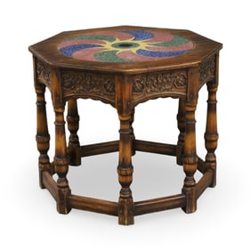ARTS AND CRAFTS TERRAZZO TILE TOP TABLE