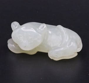 CHINESE WHITE JADE CAT, QING DYNASTY