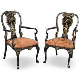 PR QUEEN ANNE STYLE CHINOISERIE ARMCHAIRS