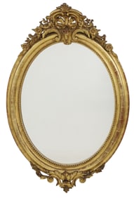 LOUIS XV STYLE CARVED GILTWOOD MIRROR, 19TH C.