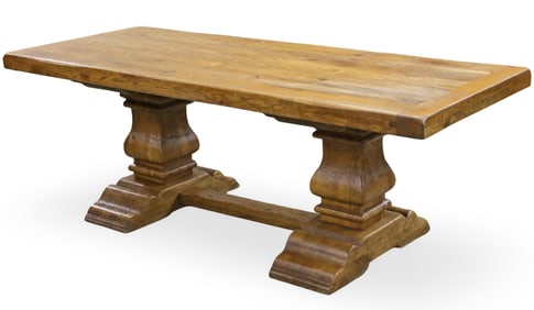 RUSTIC FRENCH OAK PLANK DINING TABLE