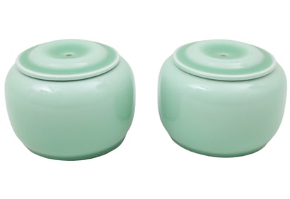 PR CHINESE CELADON GLAZE LIDDED SCHOLAR BOWLS