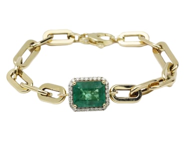14K YG EMERALD AND DIAMOND BRACELET