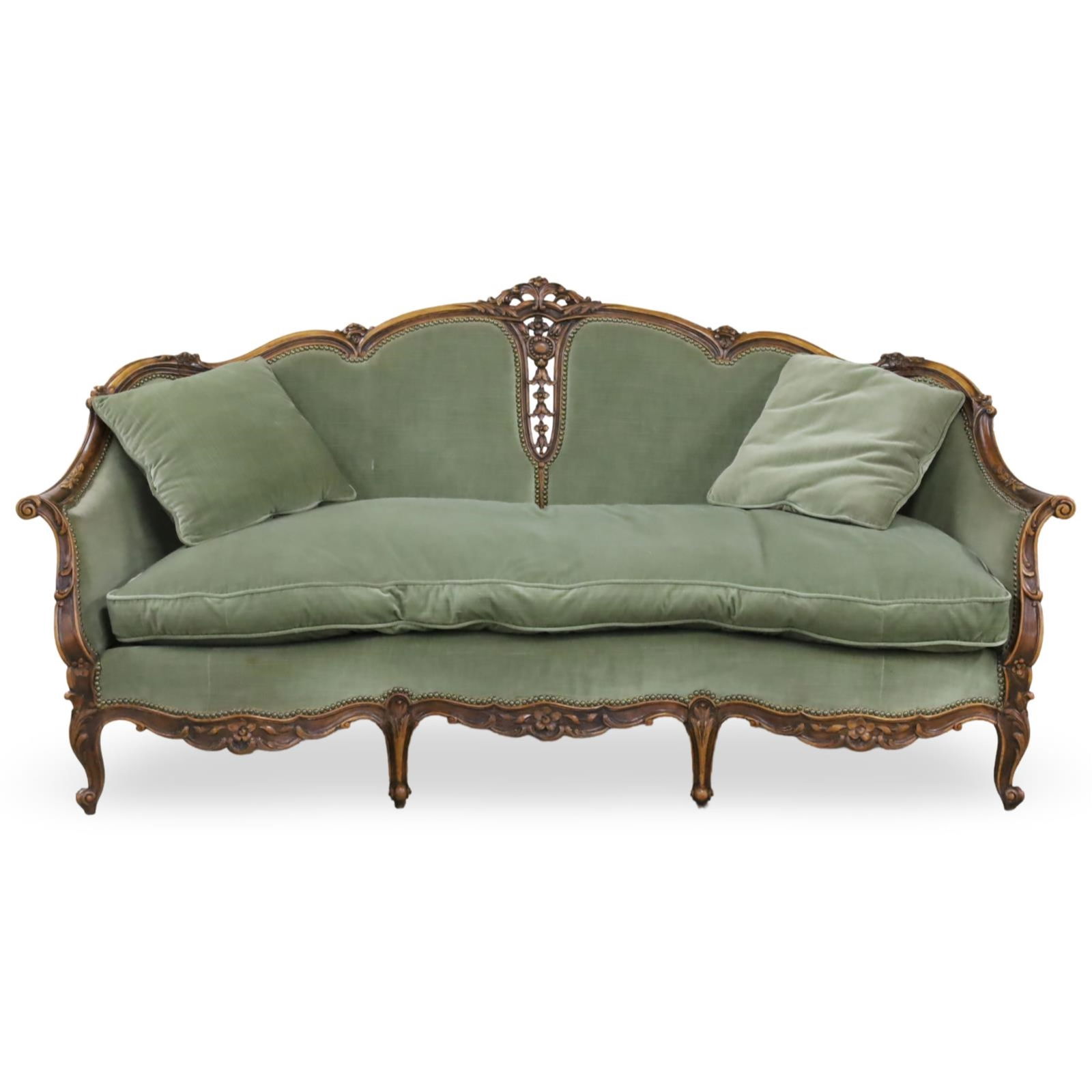 FRENCH CARVED WALNUT SETTEE (1 of 7)