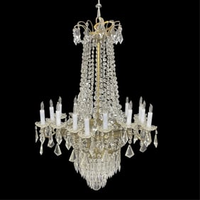 18 LIGHT CRYSTAL AND BRASS CHANDELIER