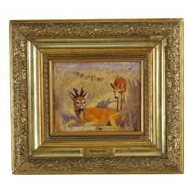 OIL ON CANVAS PTG OF DEER, ZIEGENMEYER
