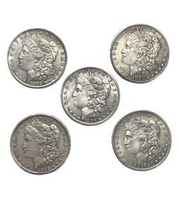 GRADUATING SET OF AMERICAN SILVER DOLLARS