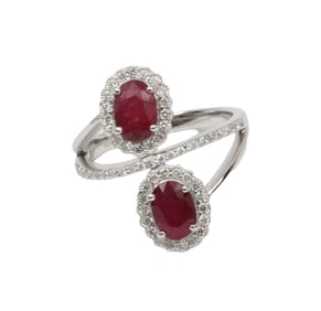 PLATINUM TWIN RUBY AND DIAMOND RING