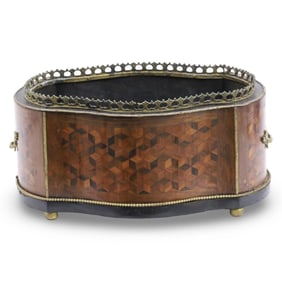 FRENCH MARQUETRY BRZ MTD JARDINIERE, 19TH C.