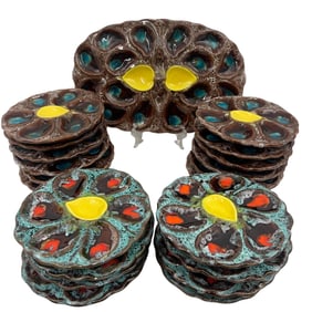 FRENCH FAIENCE OYSTER PLATES