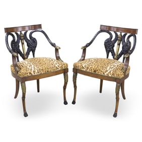 PAIR EGYPTIAN REVIVAL STYLE ARMCHAIRS