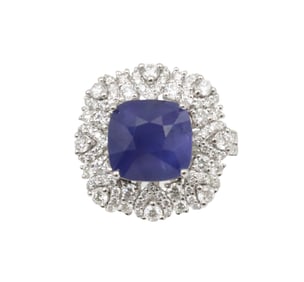 PLATINUM NATURAL GIA SAPPHIRE AND DIA RING