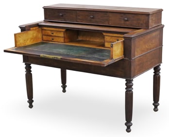 19TH C. FRENCH WALNUT AND ELM SECRETARY DESK