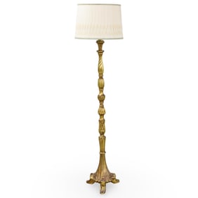 FRENCH CARVED GILTWOOD FLOOR LAMP