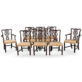 SET OF 10 CHIPPENDALE STYLE DINING CHAIRS